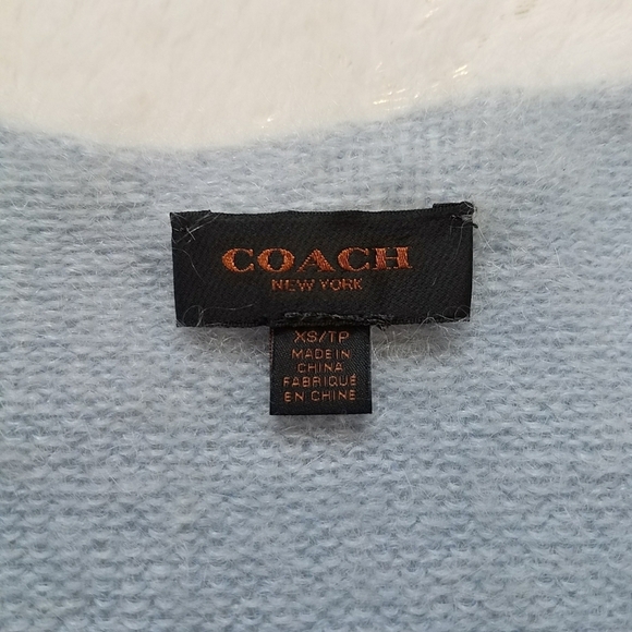 COACH FAIR ISLE LUXURY MOHAIR-BLEND CARDIGAN SWEATER - Picture 7 of 8